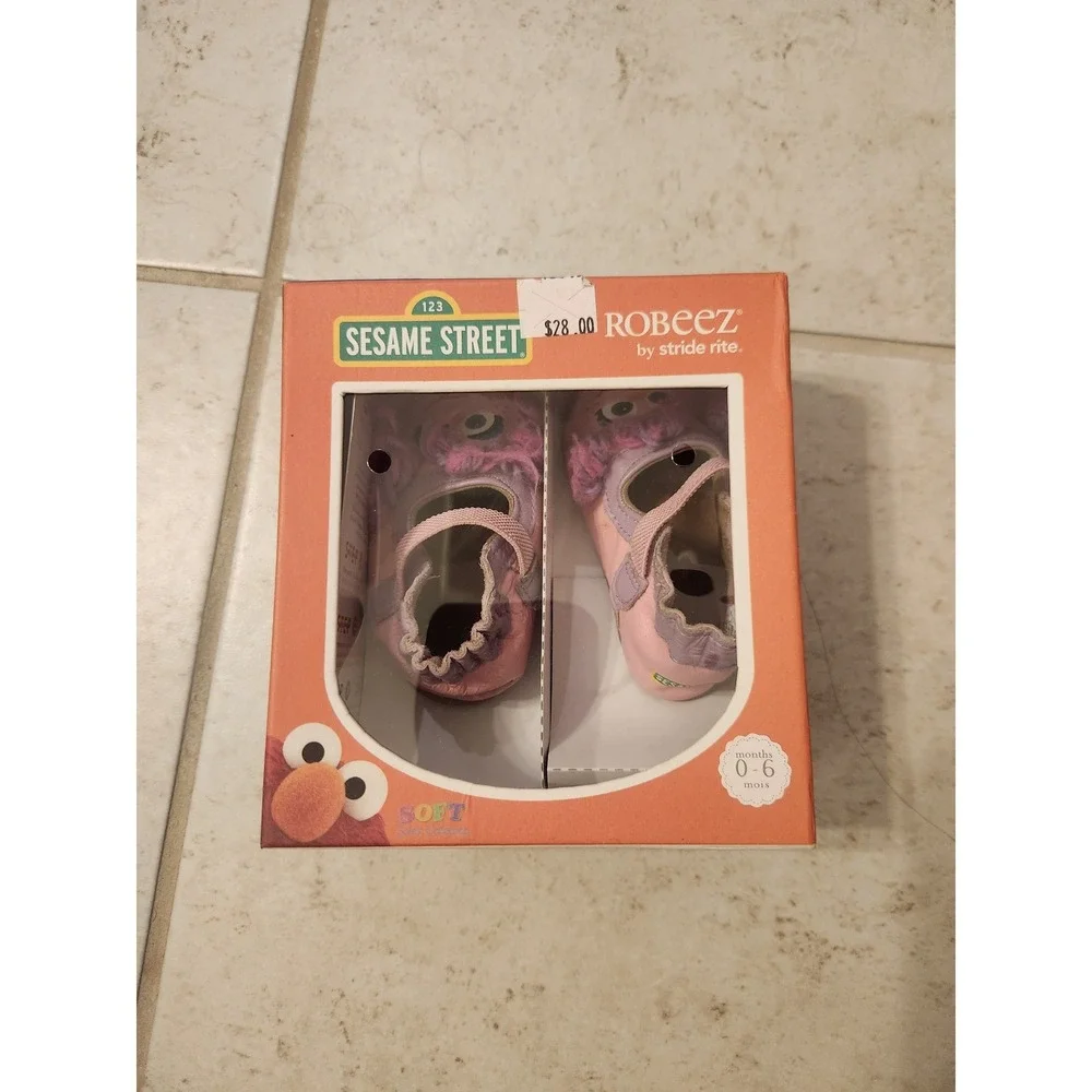Robeez Stride Rite‎ Sesame Street Abby Cadabby Soft Sole Leather Shoes Pink 0-6M